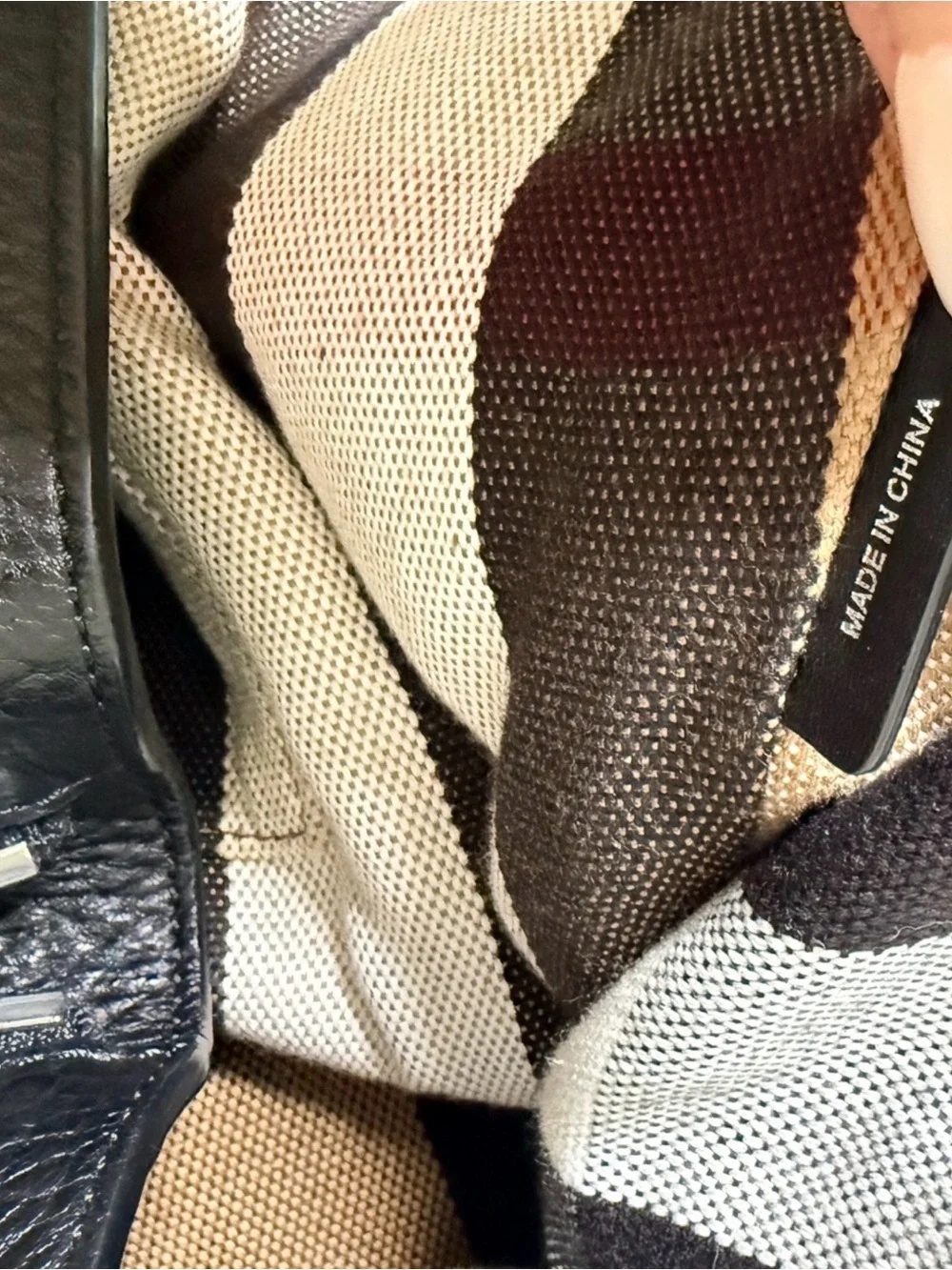 Burberry House Check Black Leather Large Shoulder Tote + Dust Bag